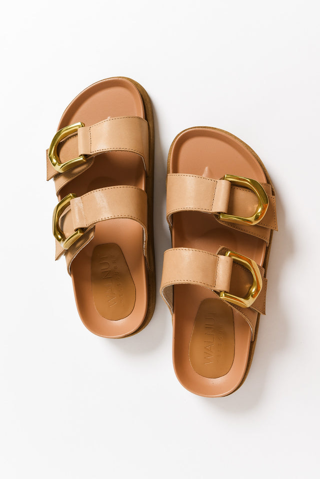 Mint Tan Leather Buckle Slide