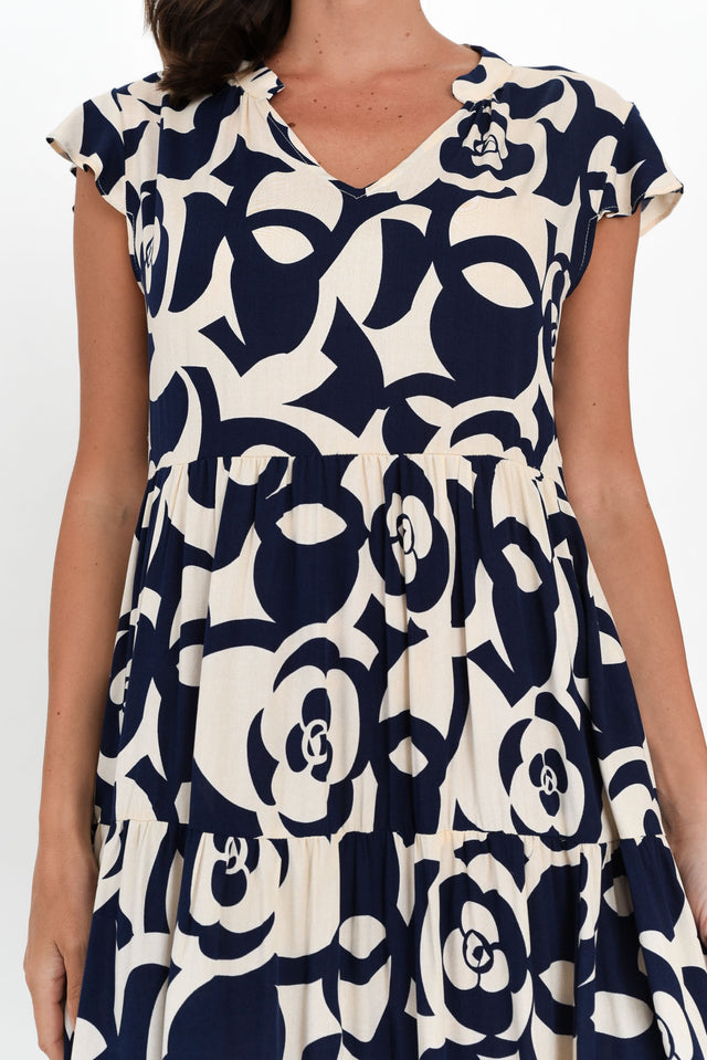 Monika Navy Geo Tier Dress