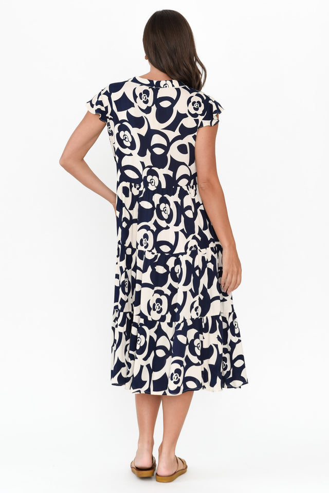 Monika Navy Geo Tier Dress