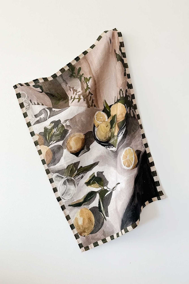 Whitney Spicer Moody Lemons Linen Tea Towel