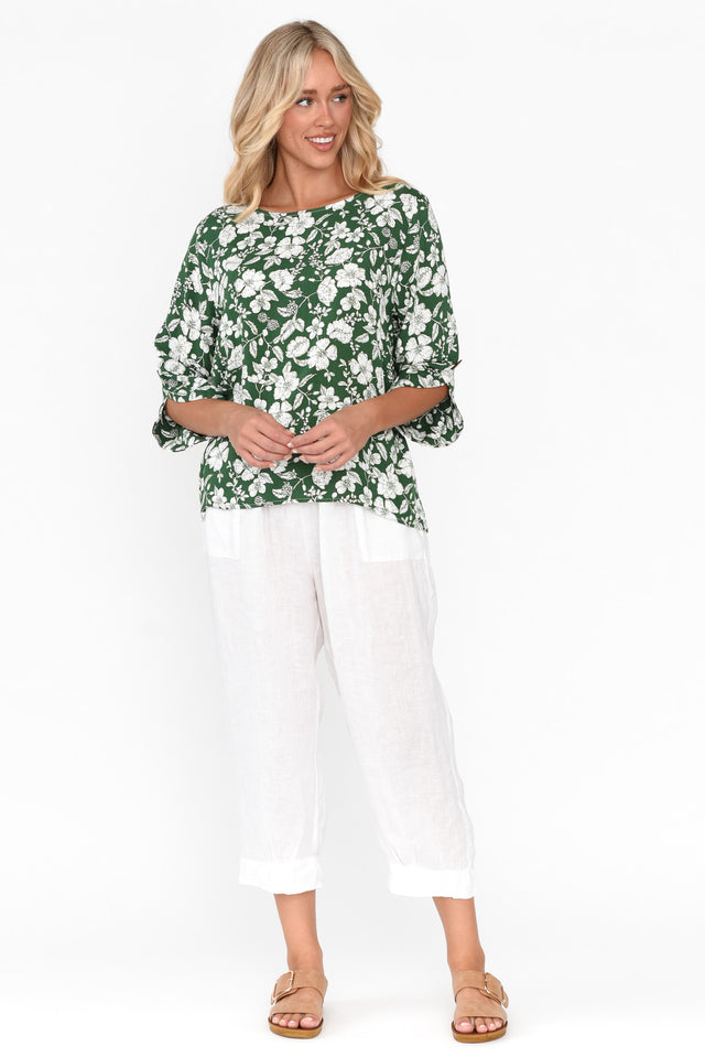 Elide White Linen Cropped Pants