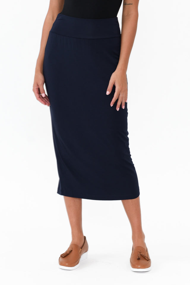 Navy Bamboo Maxi Tube Skirt