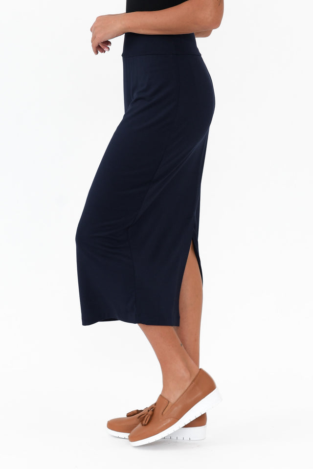 Navy Bamboo Maxi Tube Skirt