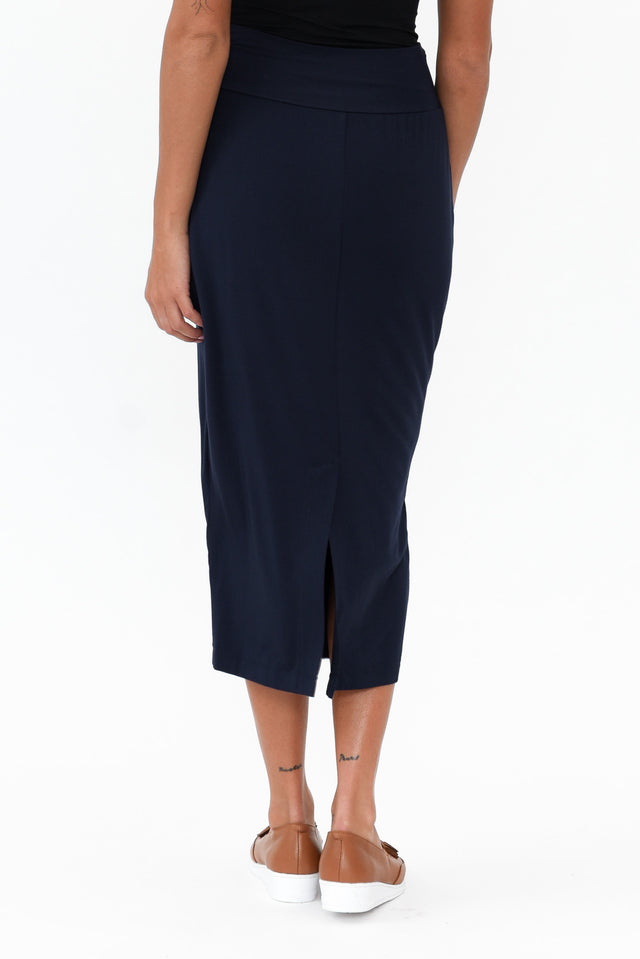 Navy Bamboo Maxi Tube Skirt