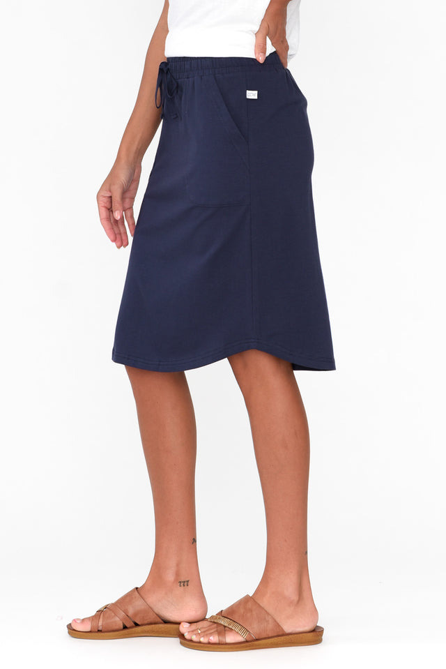 Navy Cotton Drawstring Skirt