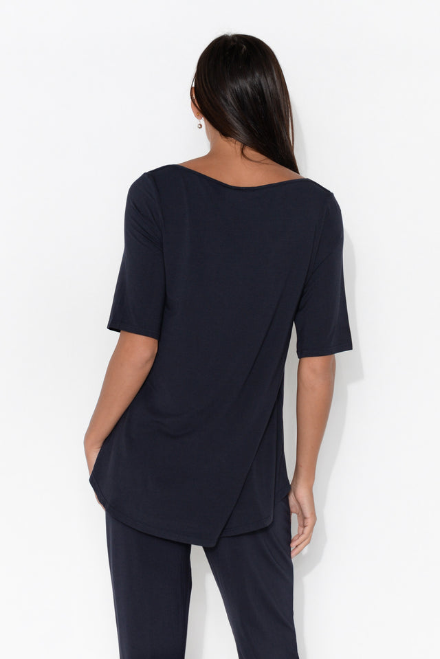 Navy Half Sleeve Micro Modal Top