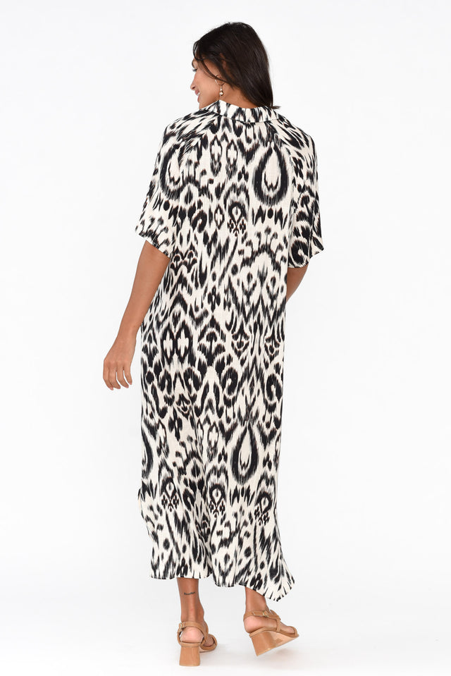 Paradise Brown Abstract Animal Shirt Dress