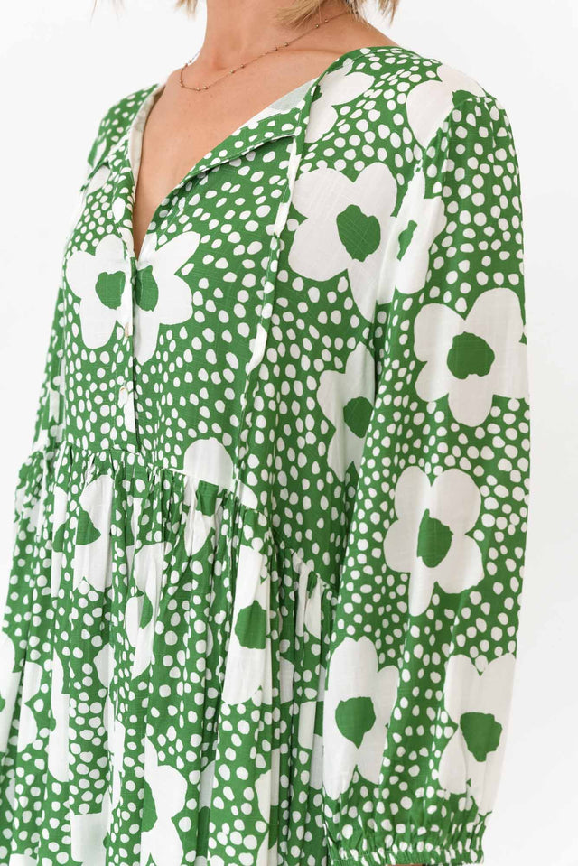 Quinta Green Bloom Cotton Blend Dress
