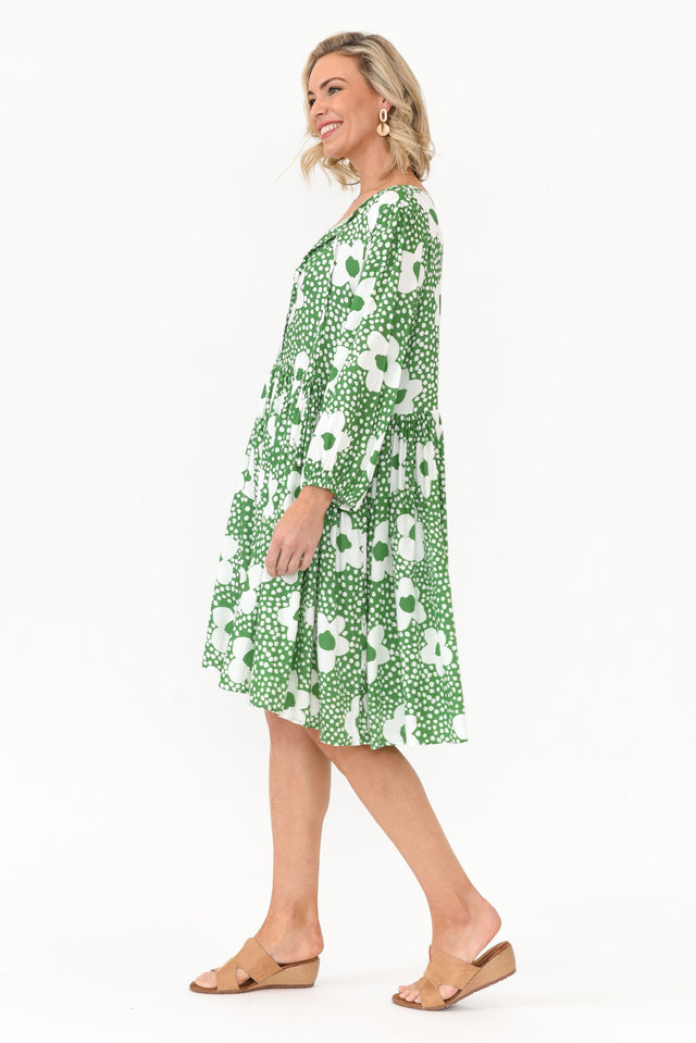 Quinta Green Bloom Cotton Blend Dress