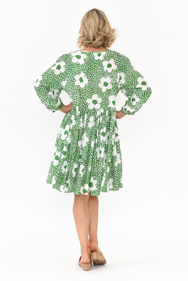 Quinta Green Bloom Cotton Blend Dress