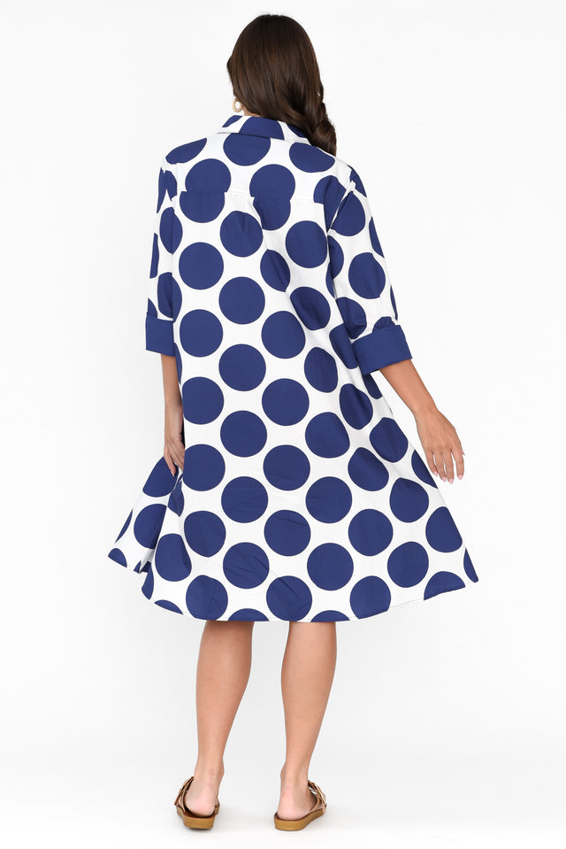 Raddix Navy Spot Cotton Pocket Dress