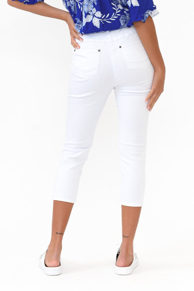 Reed White Stretch Cotton Capri Pants