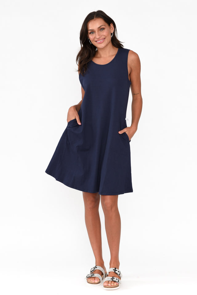 Roxanne Navy Swing Dress