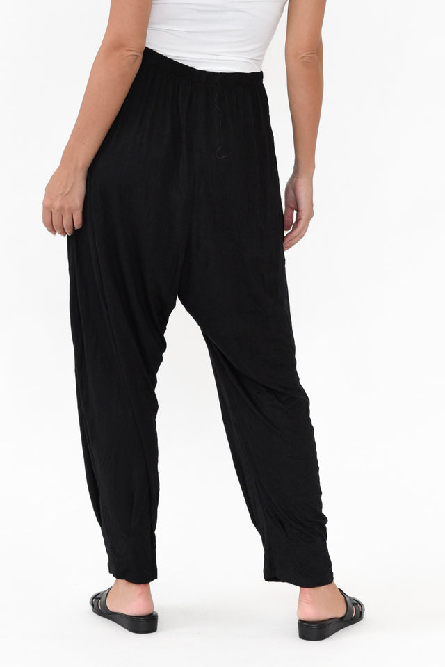 Rylee Black Crinkle Cotton Pants