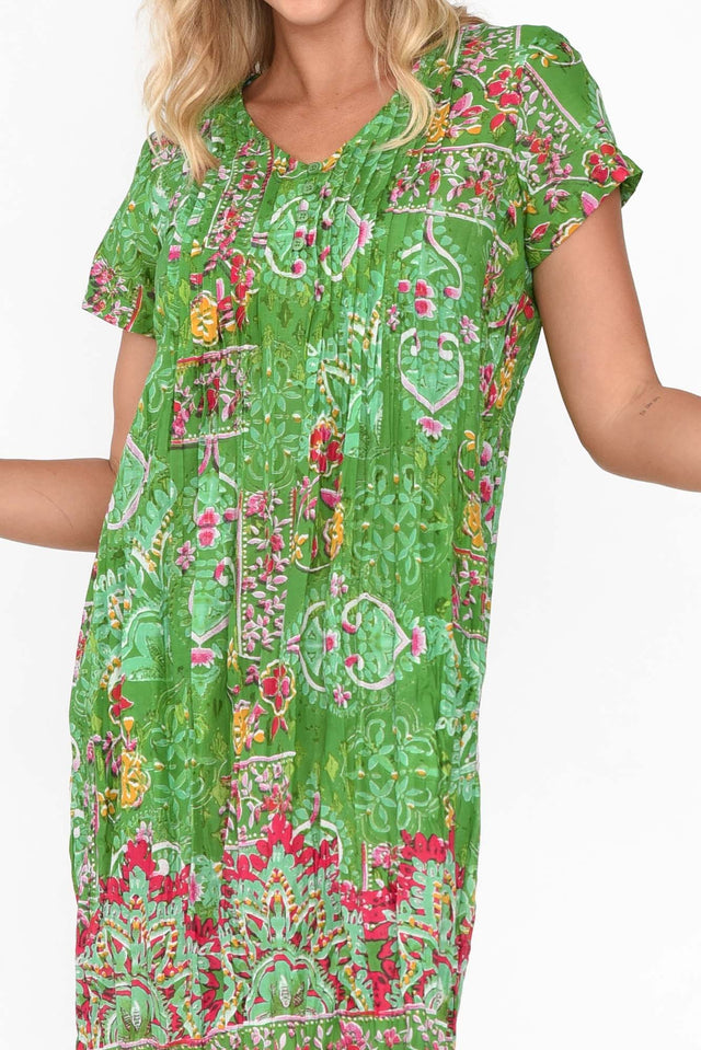 Sabina Green Heritage Crinkle Cotton Dress