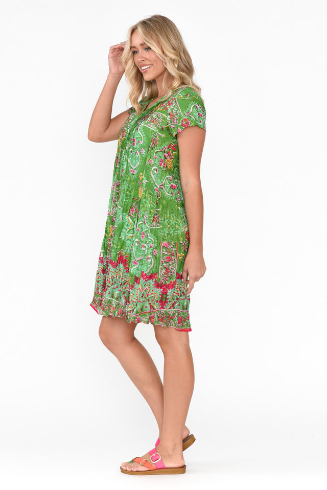 Sabina Green Heritage Crinkle Cotton Dress