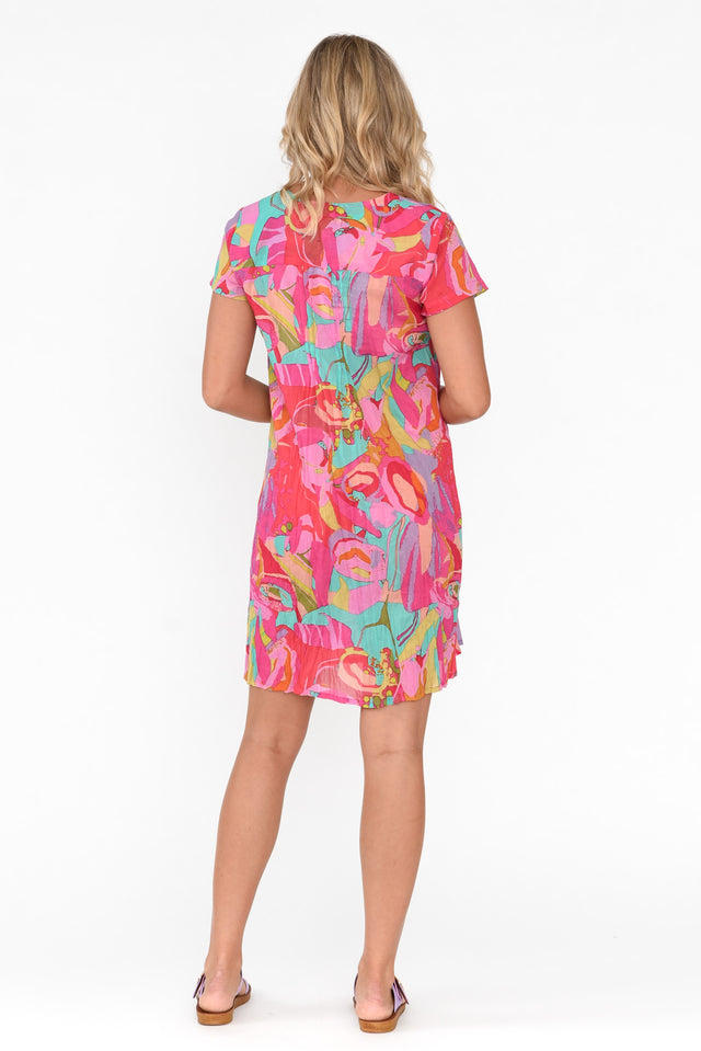 Sabina Pink Burst Crinkle Cotton Dress