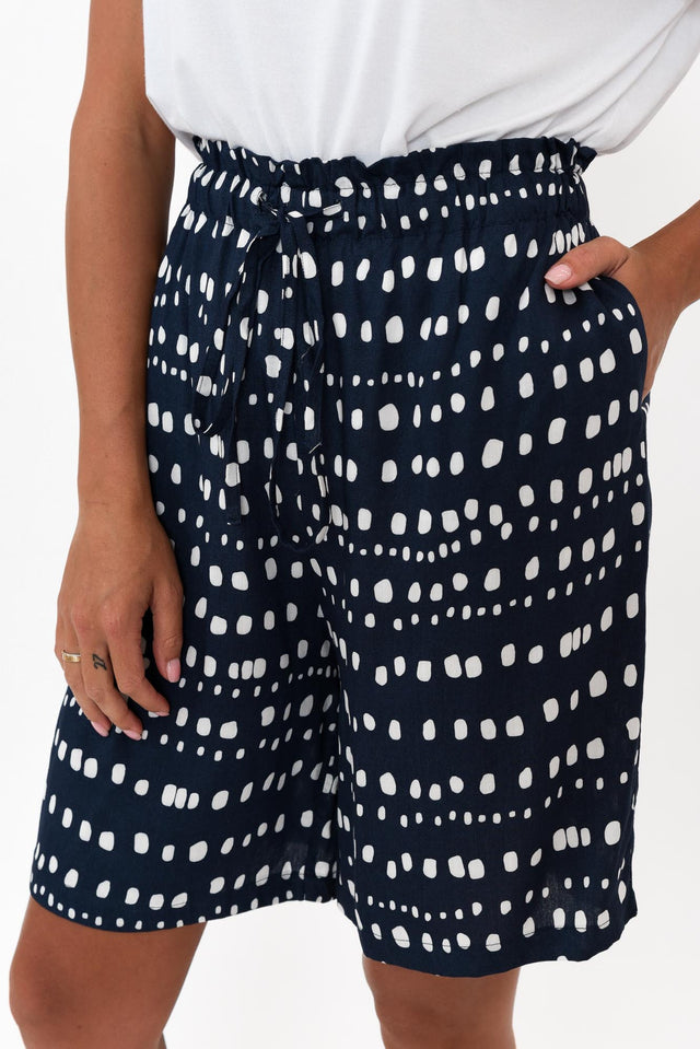 Sally Navy Abstract Spot Relaxed Shorts