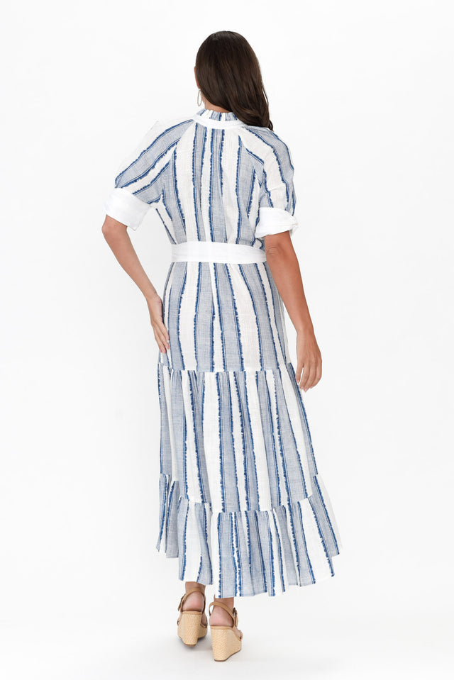 Scala Blue Stripe Tier Maxi Dress