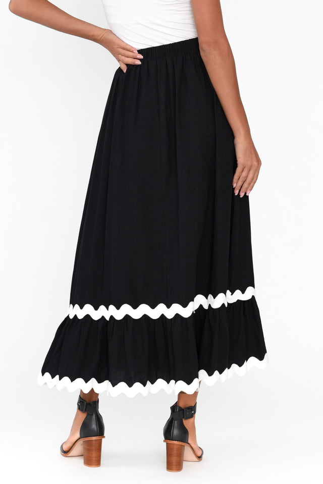 Shakita Black Cotton Trim Maxi Skirt