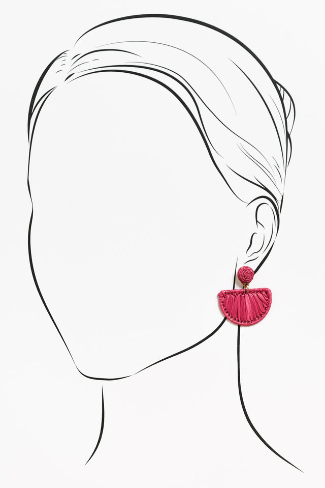 Sonata Hot Pink Raffia Drop Earrings