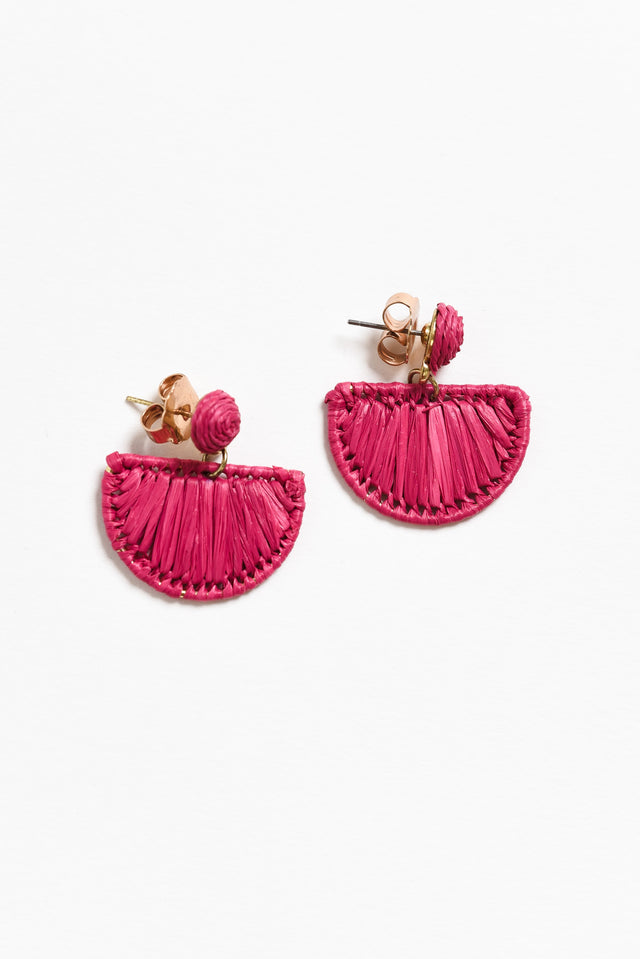 Sonata Hot Pink Raffia Drop Earrings