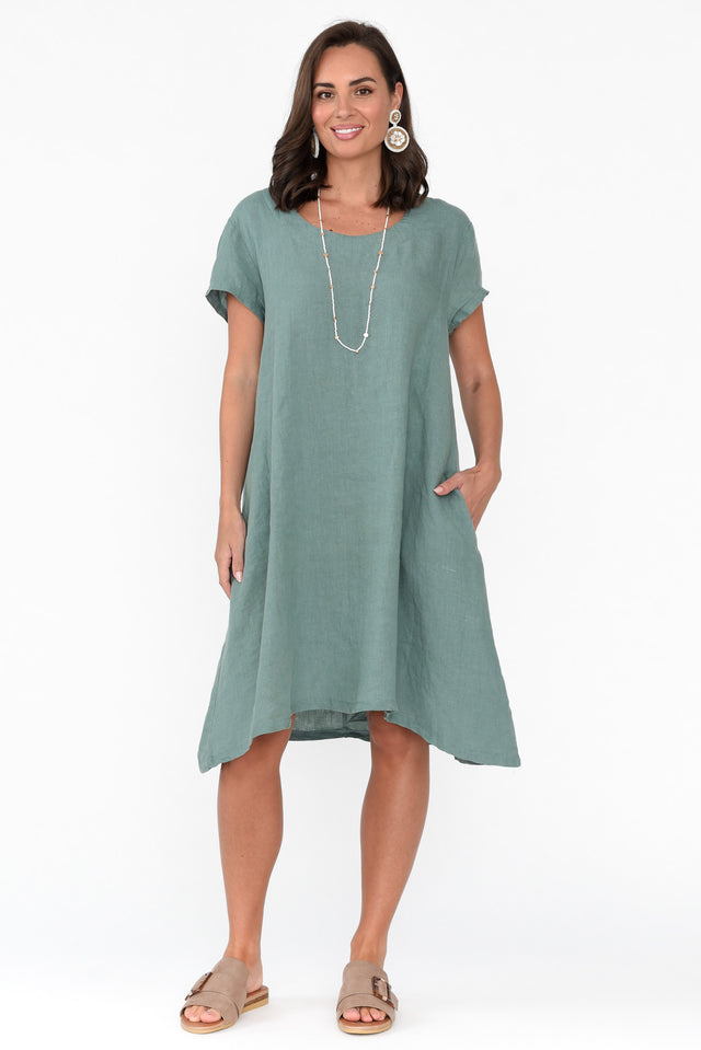 Sonny Sage Linen Swing Dress