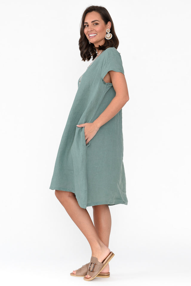 Sonny Sage Linen Swing Dress