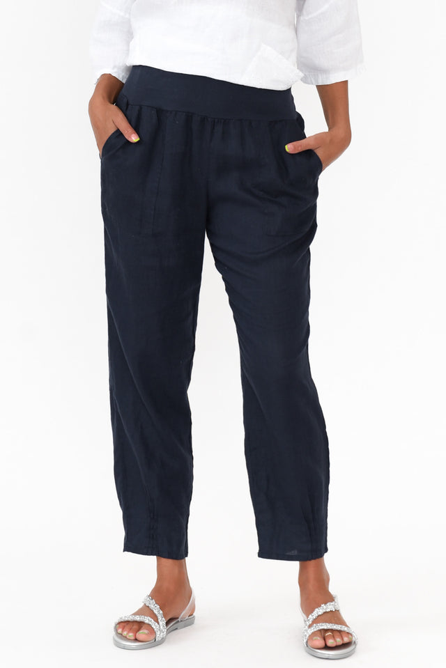 Tatum Navy Linen Pant  