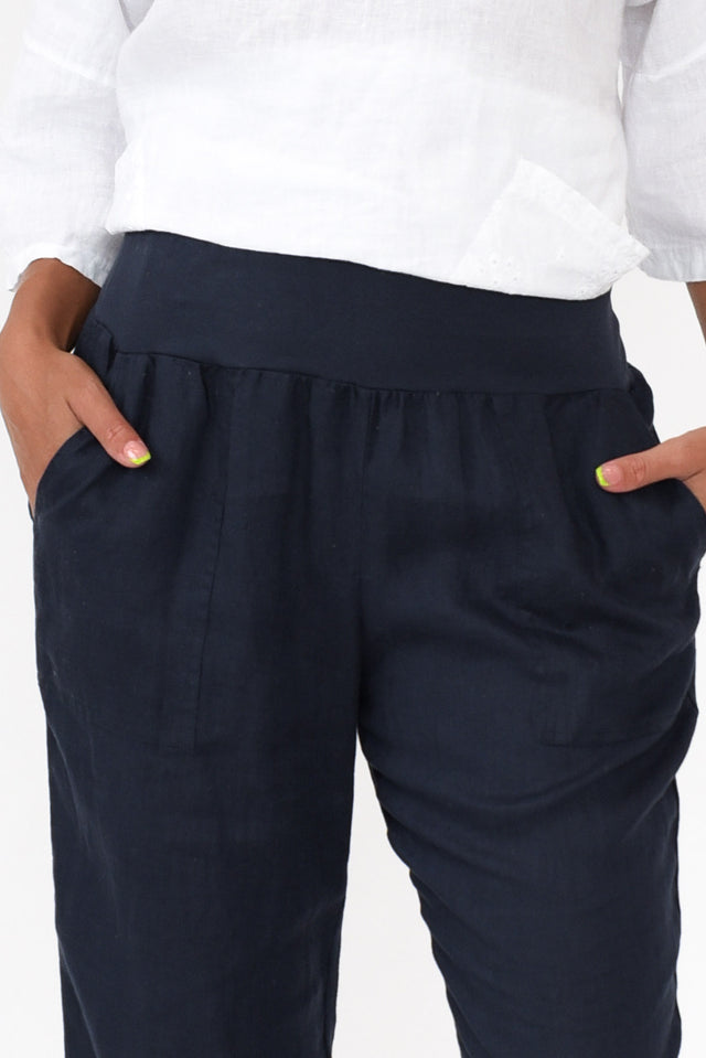 Tatum Navy Linen Pants