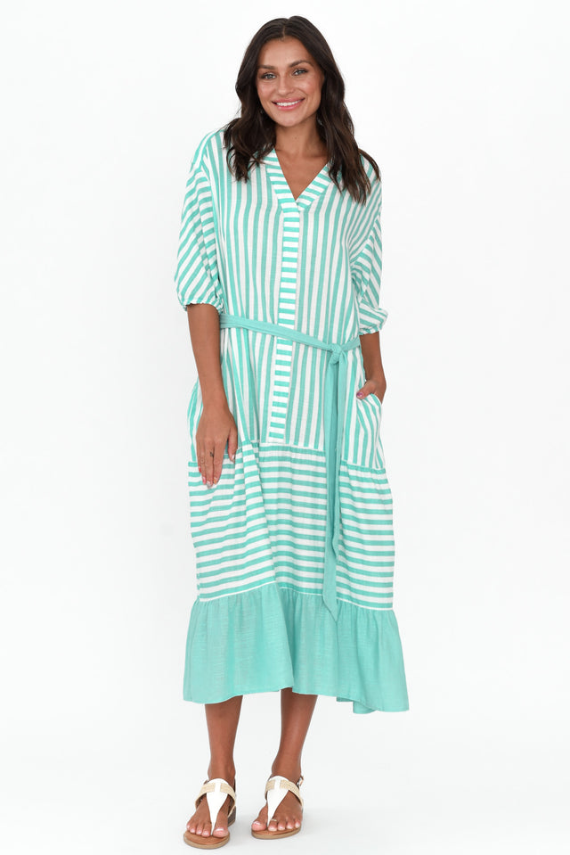 Timon Blue Stripe Cotton Blend Dress