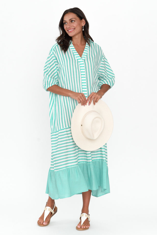 Timon Blue Stripe Cotton Blend Dress