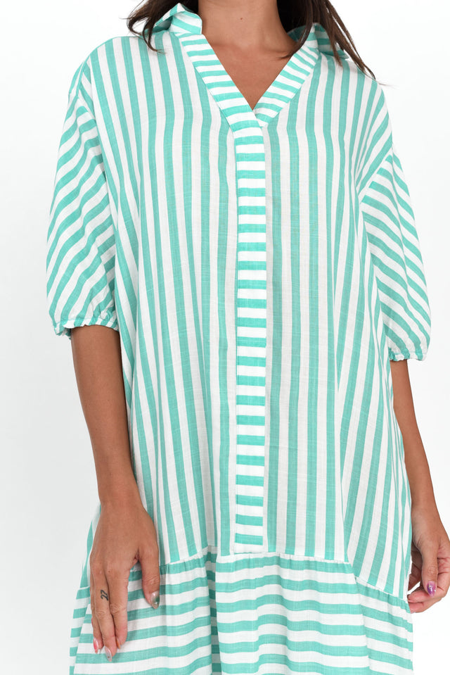 Timon Blue Stripe Cotton Blend Dress