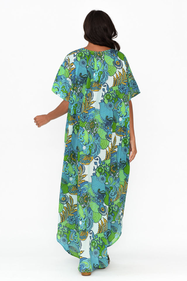 Tiwi Green Paisley Cotton Kaftan