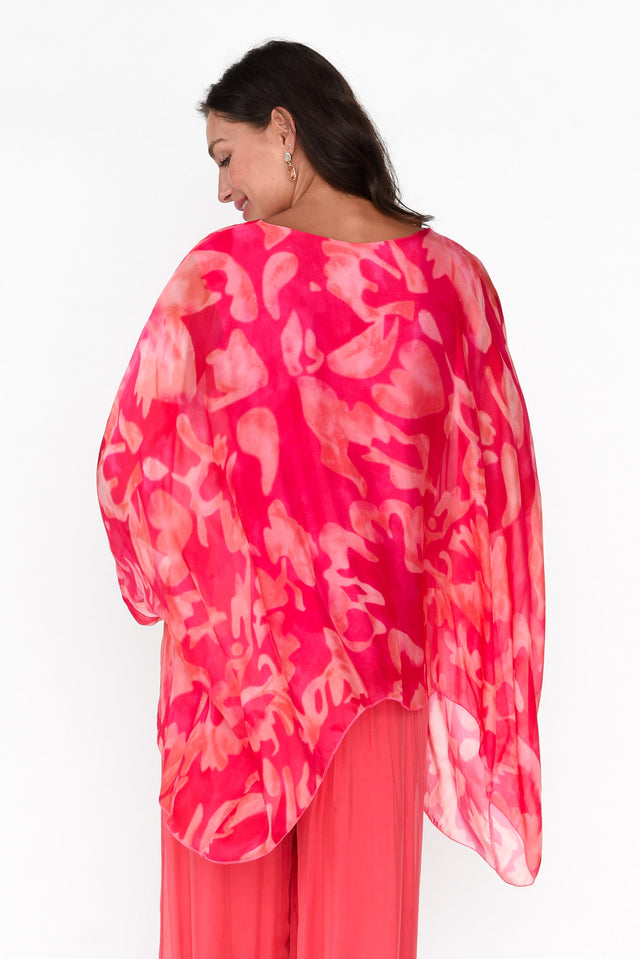 Trevino Fuchsia Garden Silk Overlay Top