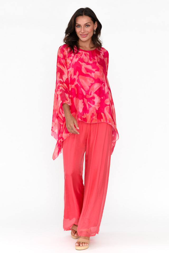 Trevino Fuchsia Garden Silk Overlay Top