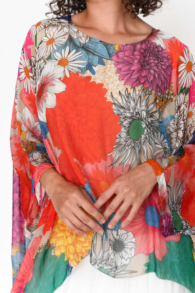 Trevino Summer Daisy Silk Overlay Top