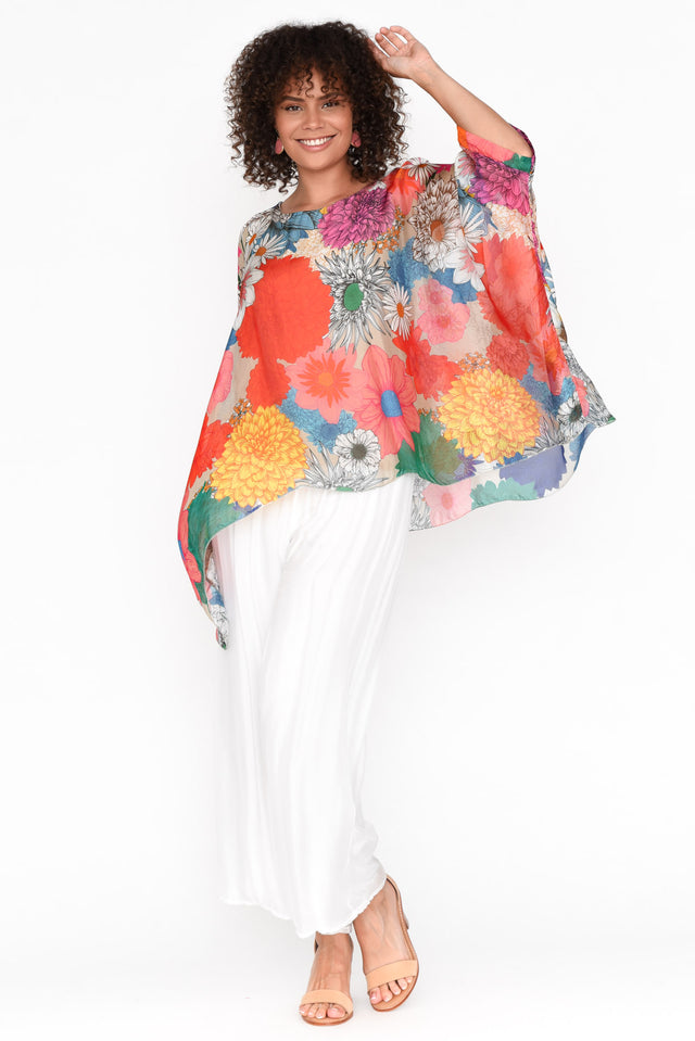 Trevino Summer Daisy Silk Overlay Top