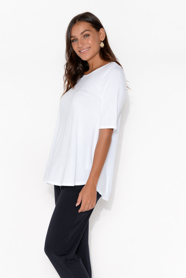 White Half Sleeve Micro Modal Top