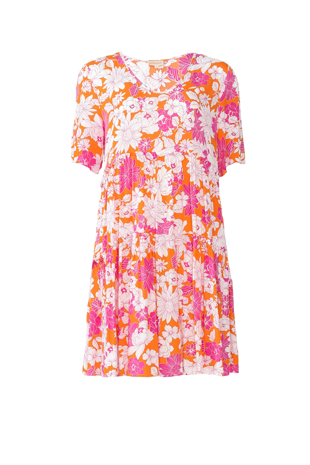 Denver Orange Flower Tier Dress