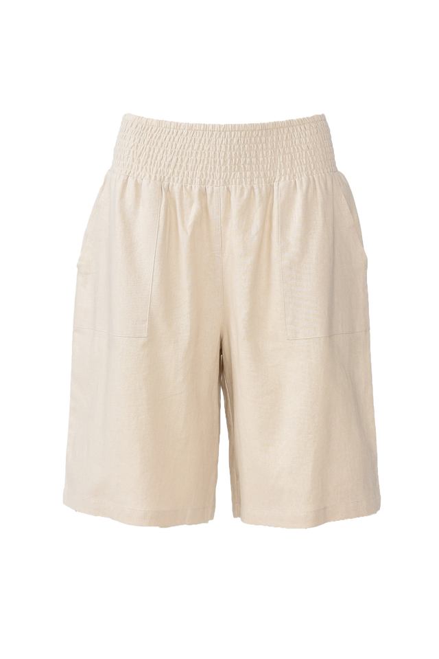 Lee Beige Linen Blend Bermuda Shorts